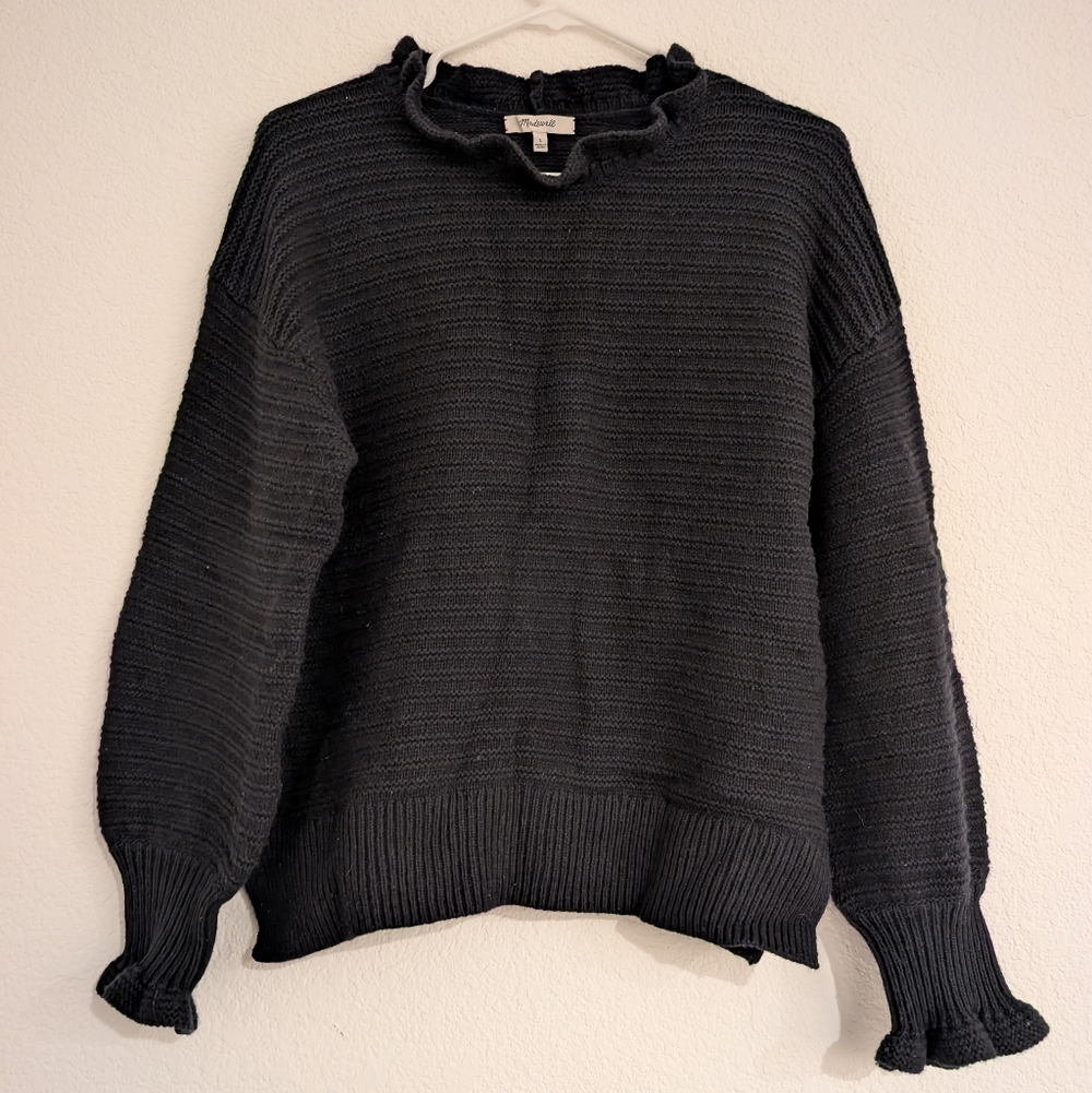 Madewell Women's Black Ruffled Sweater